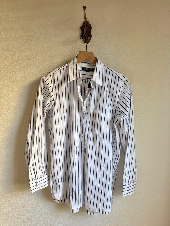 Lauren Ralph Lauren Tops - NWT Lauren Ralph Lauren White Shirt with Navy Pinstripes